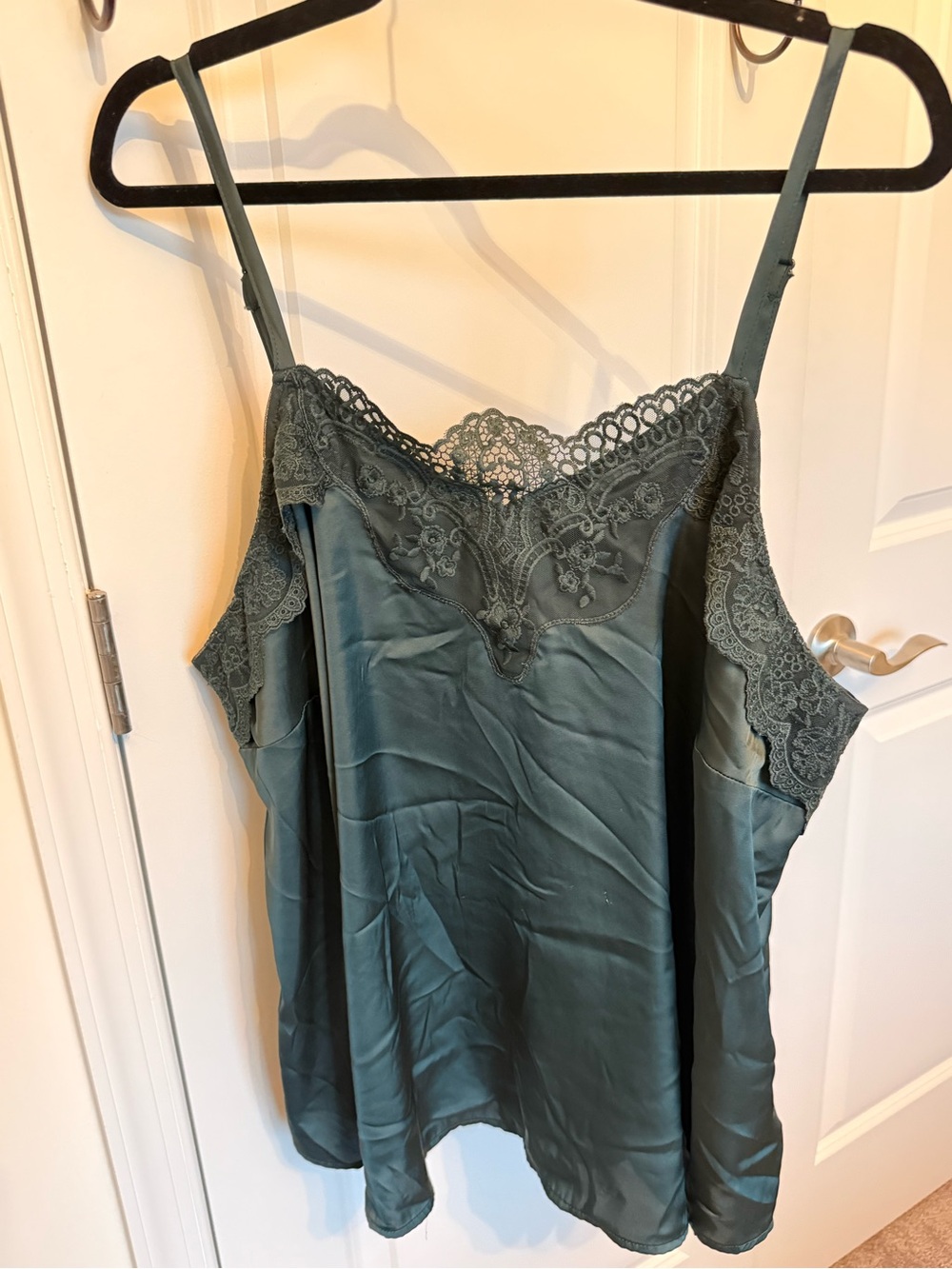 torrid Forest Green Lace-Trim Satin Chemise